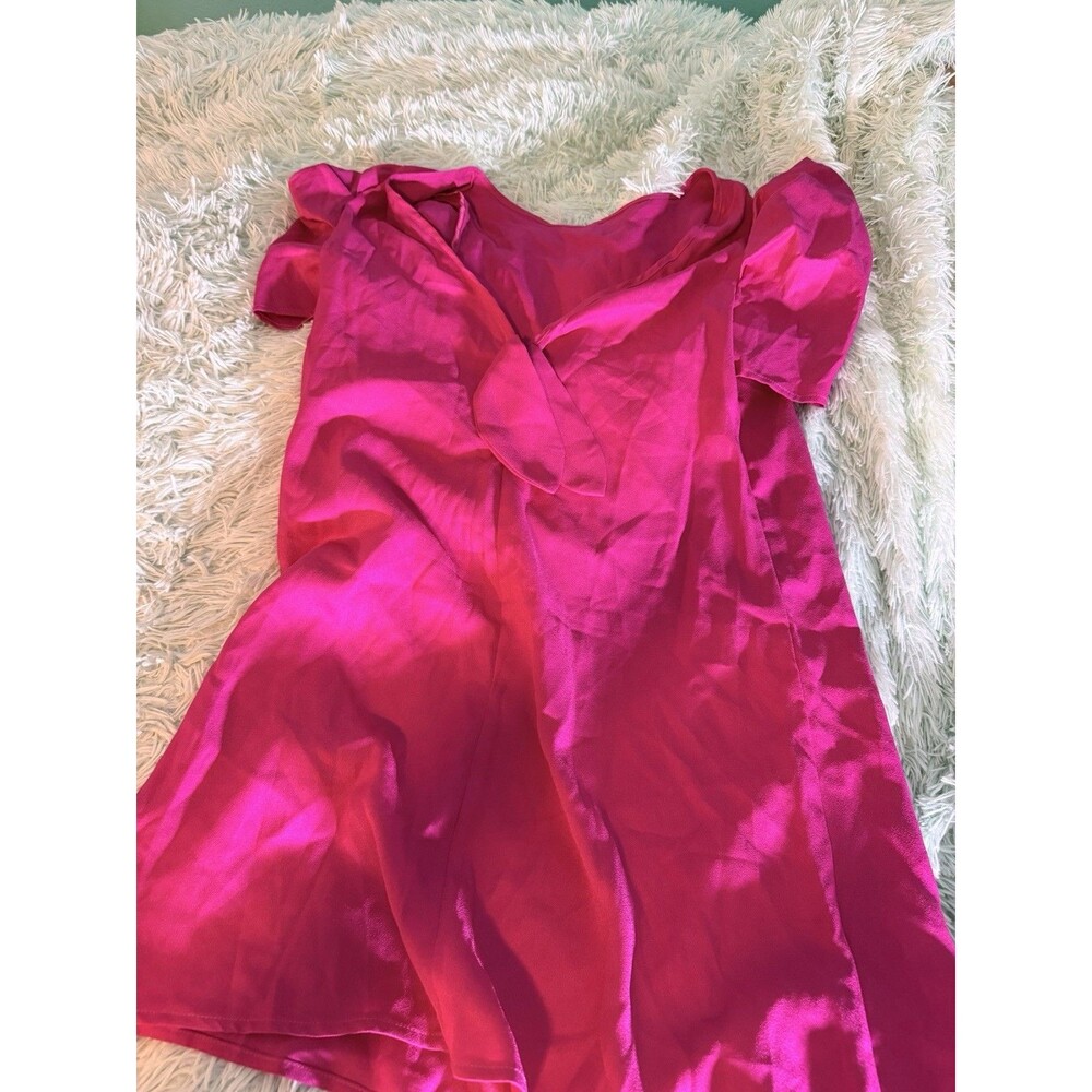 Shein Pink Velvet Look Dress Cami Dress Flare Sz S